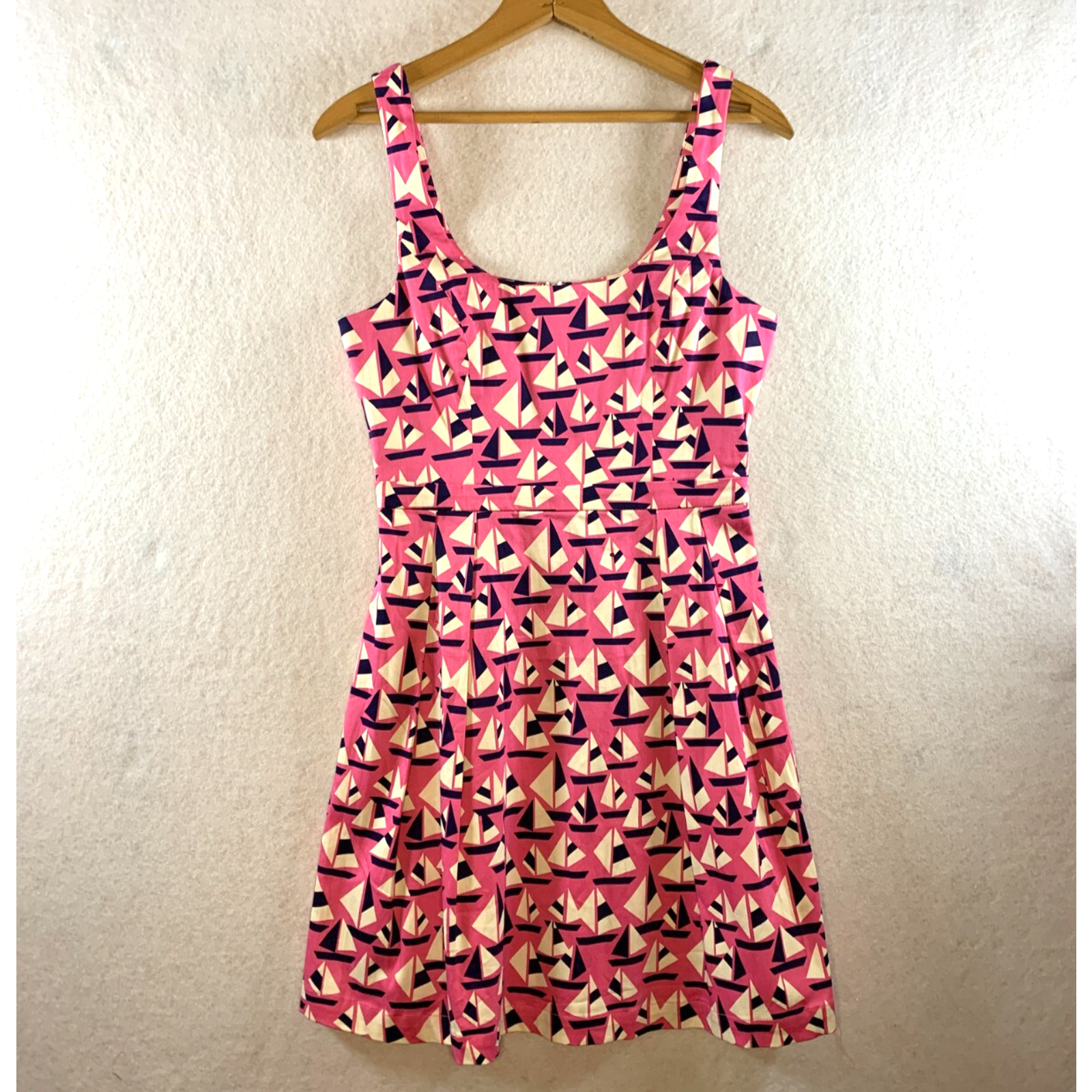 Julie Brown Women Dawson Dress Sz 4 Pink Sailboat Fit Flare Nautical Preppy